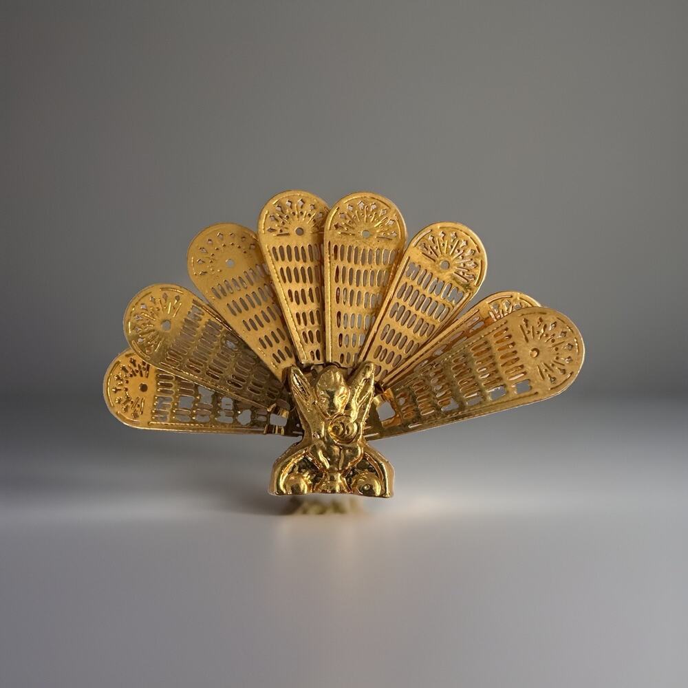 Miniature Brass Griffin Peacock Fireplace Fan Screen Cover Dollhouse Furniture
